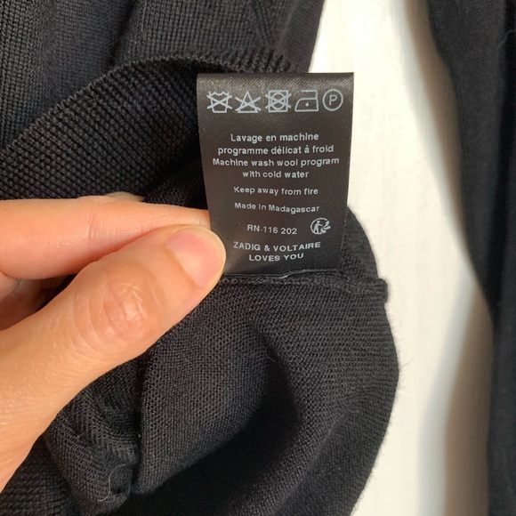 Zadig & Voltaire Happy Amour Merino Wool V-Neck Sweater [Size L] - Picture 5 of 5